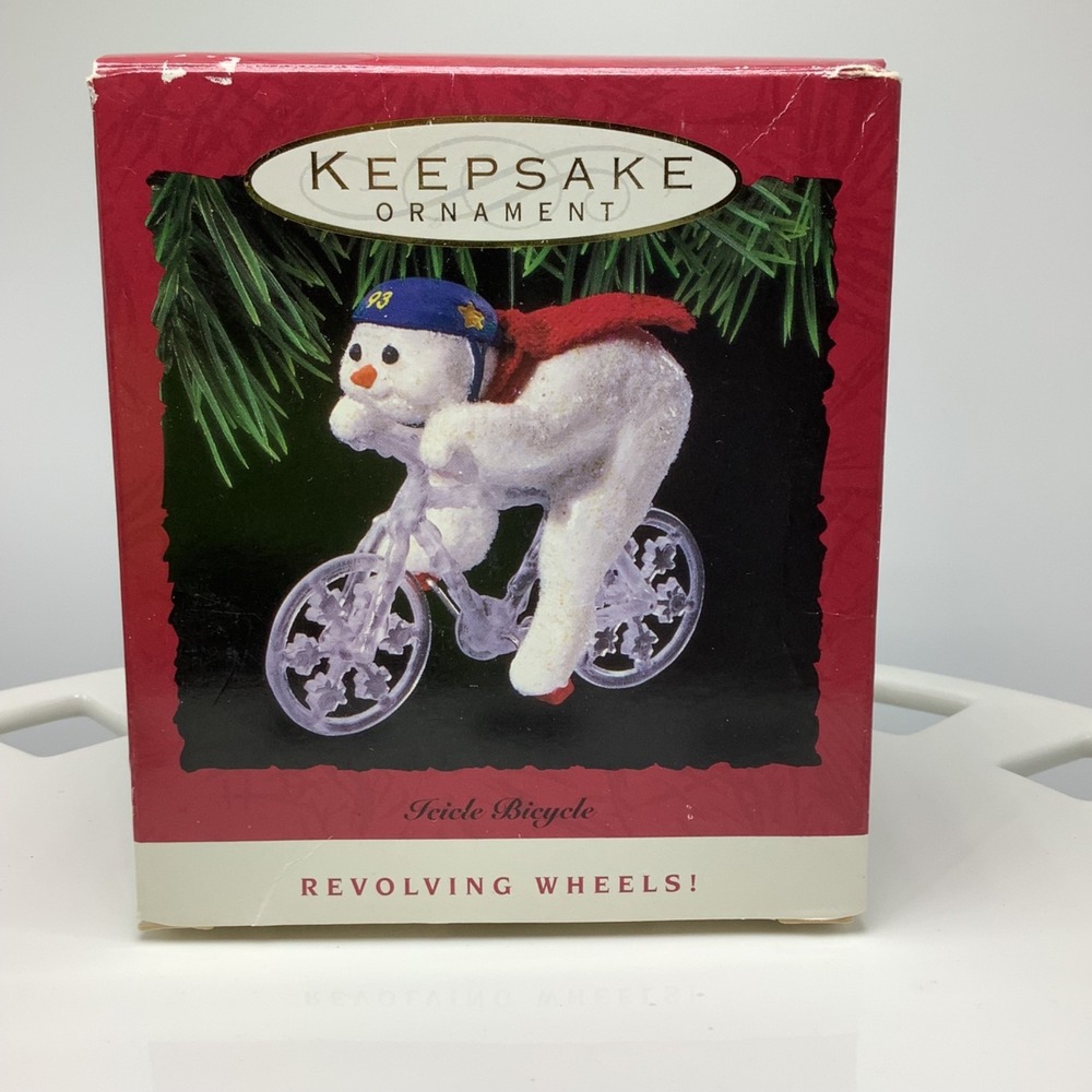 1993 ICICLE BICYCLE REVOLVING WHEELS HALLMARK KEEPSAKE ORNAMENT